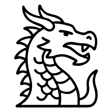 A fierce dragon with horns and scales sticker