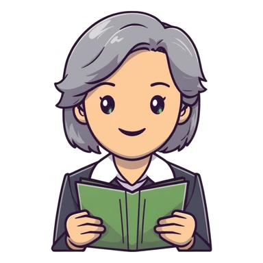 smiling English teacher with airtouch hair and grey-green eyes sticker