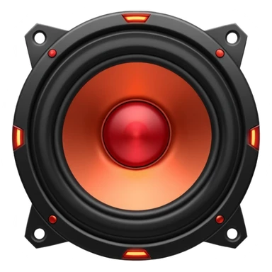 Head: A black KLIPSCH RP-8000F speaker, often represented with a red center or speaker cone.
Core: A small, bright glowing cherry-red circle representing his core.
Body & Armor: Primarily black armor plating with bright red accents or flames. sticker