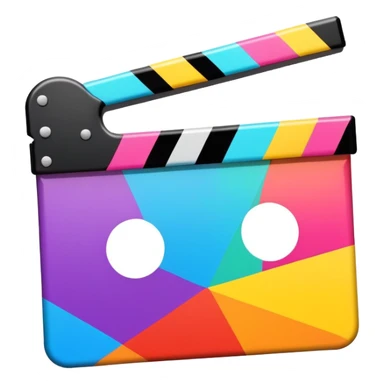 ultra simplified movie clapper in vibrant colors, two rectangles and a line, geometric minimalism sticker