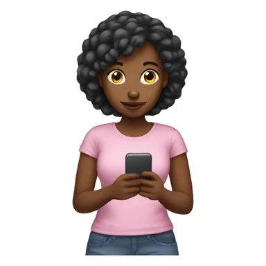 Black girl texting sticker