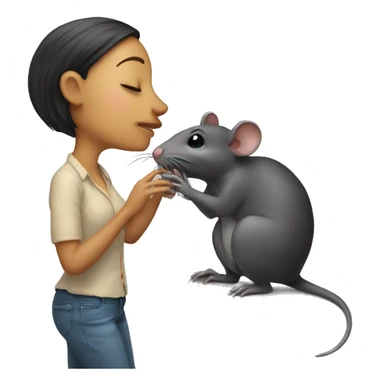 a rat kissing a woman sticker