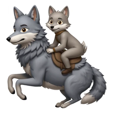 A wolf riding on the back of another little wolf sticker
