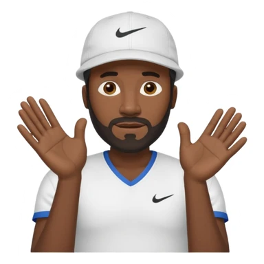 MIDDLE AGED BLACK MAN WITH LOW CUT BEARD AND A NIKE HAT SAYING WHO CARES?! MOTIONING HANDS  sticker
