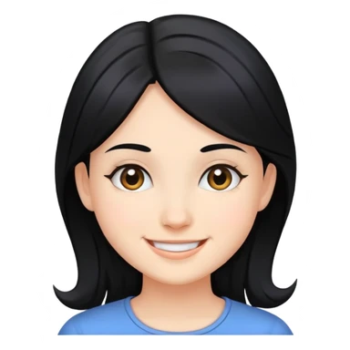 smiling girl with black hair sticker
