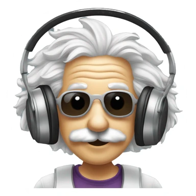 albert einstein happy listening music with wireless headphones while in the gym sticker