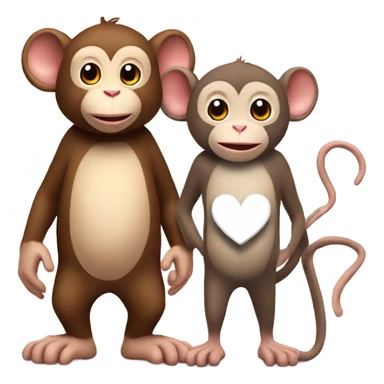 Mouse and monkey standing beside with a white heart above them sticker