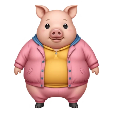 a fat pig with clothes  sticker