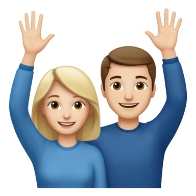one man and one woman both raising hand sticker