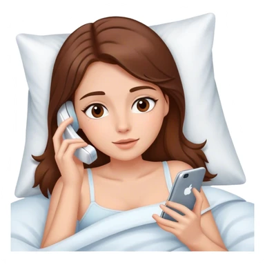 Girl with Brown hair having skincare on, laying In bed using phone  sticker