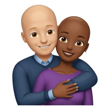 Bald white guy hugging black female friend sticker