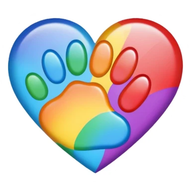 heart with a rainbow paw print sticker