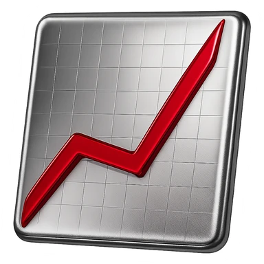 Rotate the chrome metallic chart to face forward. Keep the red line shiny and red. Make the grid lines subtle. No background. sticker