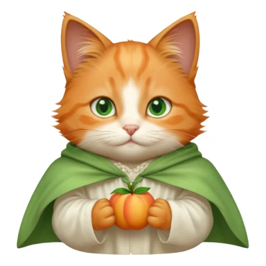 baby orange cat green eyes, in white cloak sticker