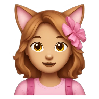filipino pink cat girl with brown hair sticker