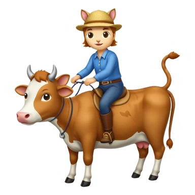 Cat riding cow sticker