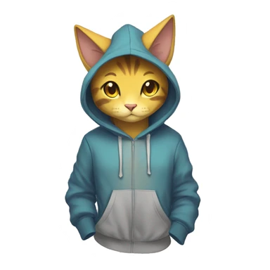 Anthro Sona Fakemon feline with a hoodie Full Body sticker