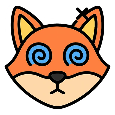 dizzy fox with spiral eyes sticker