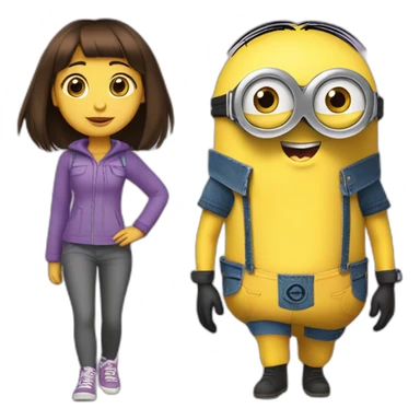Combination of dora the explorer and minion full body sticker