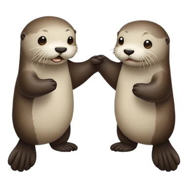 two sea otters holding hands sticker