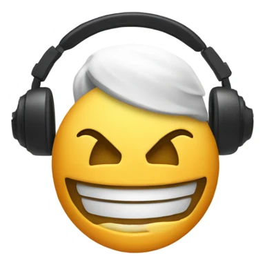 default apple smile emoji with headphones circle head non human sticker