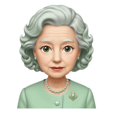 Queen Elizabeth with grey hair and waves in pastel green clothes sticker