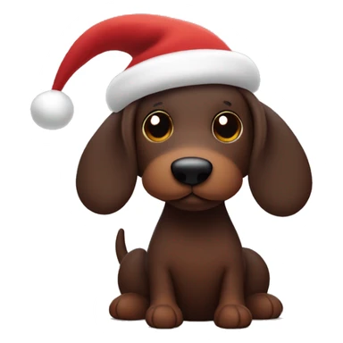 Dark brown Jellycat sausage dog with Christmas hat  sticker