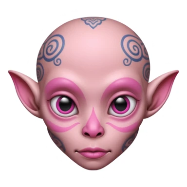 tatted pink alien head sticker