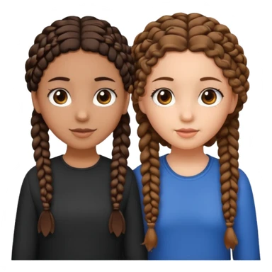 2 girl best friends. One is black with braids and brown eyes. One is white with curly brown hair with brown eyes. sticker