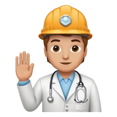 Brick mason wearing a hard hat but in a doctors gown emoji sticker