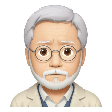 Cinematic Realistic Hayao Miyazaki Portrait Emoji, depicted as a visionary filmmaker with a gentle imaginative expression and artistic flair, rendered with delicate textures and soft enchanting lighting that captures his legendary storytelling. sticker