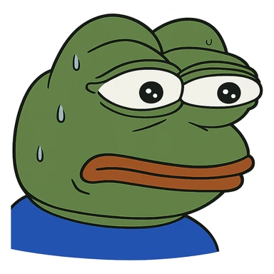 pepe the frog with a worried expression sticker