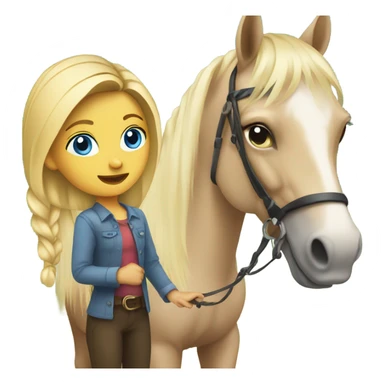 Blonde with blue eyes girl with horse  sticker