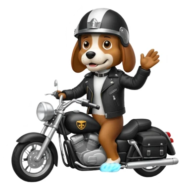 mad bassett hound on a motorcycle sticker