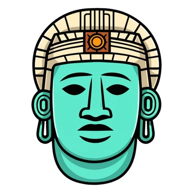 Ancient Toltec colossal stone head with stern expression sticker