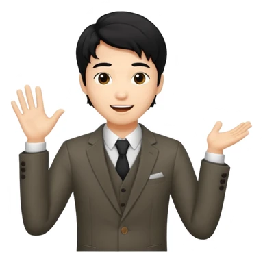 Asian guy wavy hair, dressed stylish, demure but excited for date tonight  sticker