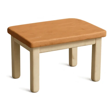 rectangle kitchen table with white legs and light wood top in matte plasticine claymation style with visible fingerprints and pastel colors sticker