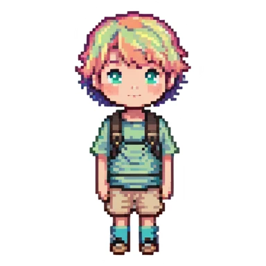 kid with short colorful hair and neutral clothing sticker
