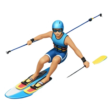 An icon featuring a close-up collage of water skis, splashing water across the surface. The design highlights the motion of the skis cutting through the water. Transparent background emphasizes the thrill of water skiing. sticker
