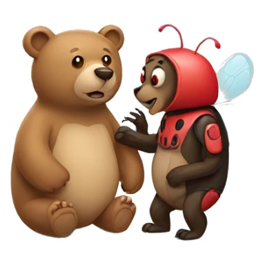 bear and bug in love sticker