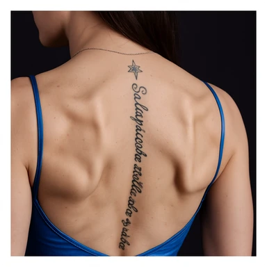 Add well-visible scapulae on the woman's back in a realistic style with a slightly tilted view to show the depth of the scapulae. The image should convey a sense of three-dimensional depth and anatomical perspective. sticker