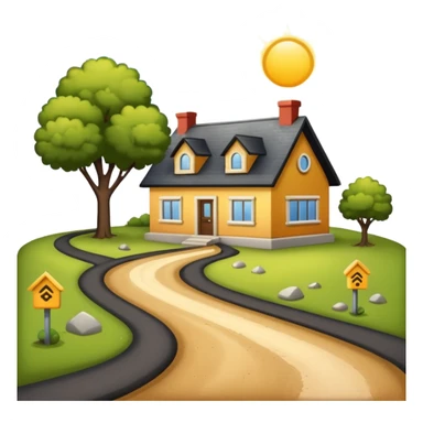 small road with home sticker