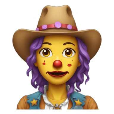 a crying cowgirl clown just the face sticker