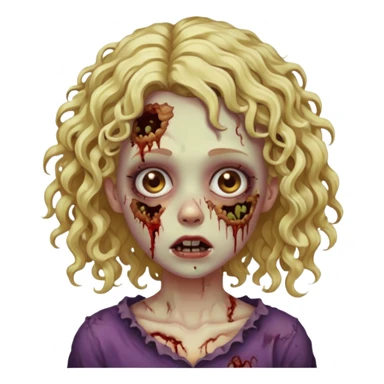 girl zombie with curly blonde hair  sticker
