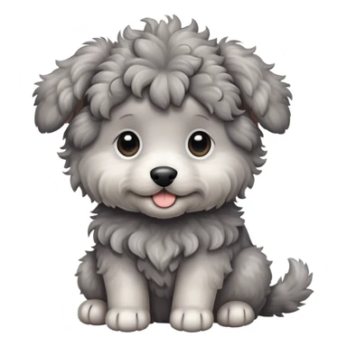 Gray curly puppy sticker