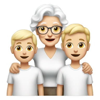 White grandma with 2 blonde grandsons  sticker