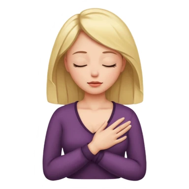 una mano en pecho ojos cerrados mujer sticker