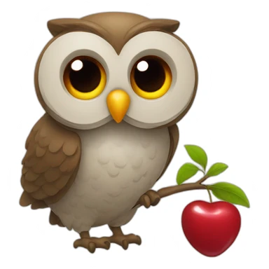 owl eating a cherry sticker