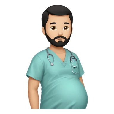 pregnant man with black beard and hair, side view sticker