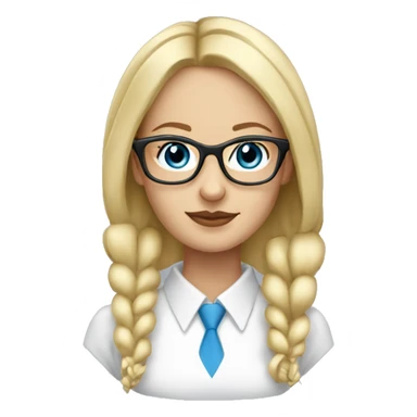 proffesional-woman-blonde-glasses-blue eyes-mesy bun sticker